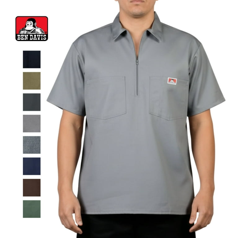 Ben Davis Men's Half-Zip Short Sleeve Collared Solid Work Shirt