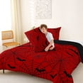 thumbnail image 4 of Homewish Gothic Halloween Spider Web Full Size Comforter Sets,Bat Spooky Pattern Bedding Comforter Set,Red Black,Black Reversible,3pcs,1 Comforter and 2 Pillowcases, 4 of 7
