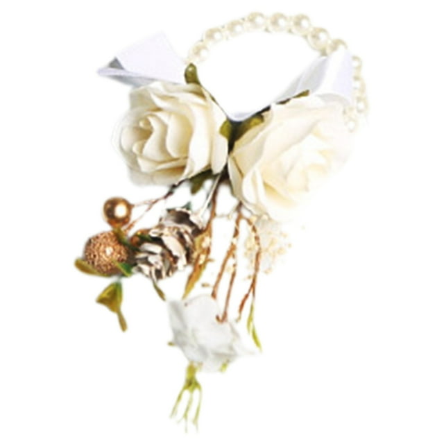 Wrist Flower Set Artificial Hand Flower And Boutonniere Set For Homecoming Graduation Prom Bridal Wedding