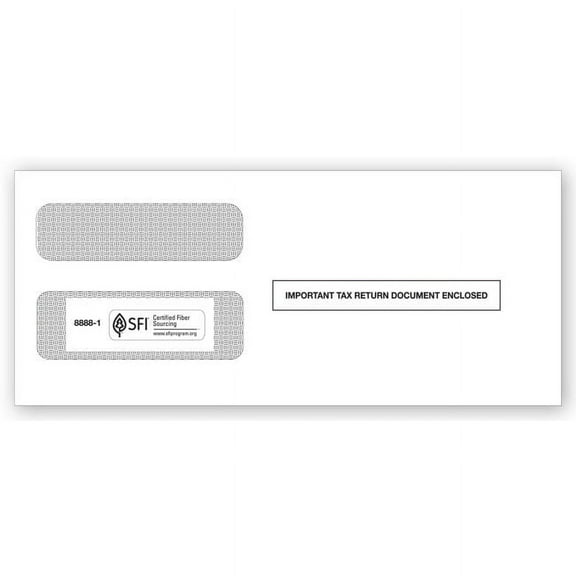 100 Envelopes, Designed to fit 2021 3-up Laser W-2 Forms, Horizontal Format