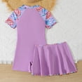 thumbnail image 6 of LIIPEE Girls Swimsuit Sets Casual Summer Short Sleeve Crew Neck Zipper Fashion Graphic One-Piece Swimsuits Solid Color Swim Skirt 2 Piece Set Kids Surfing Rash Guard Cute Swimsuits,Purple,8-9 Years, 6 of 8