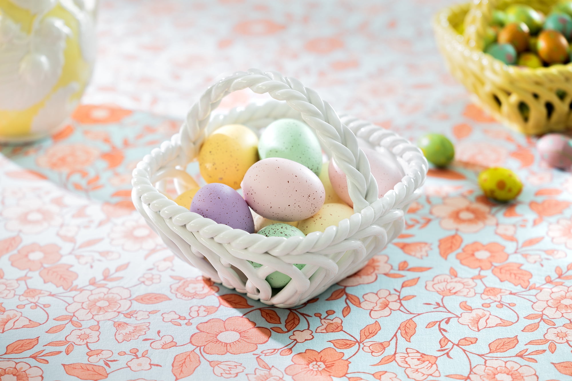 Potter's Studio 7.25" Hand Woven Easter Medium Basket - White Grace Teaware