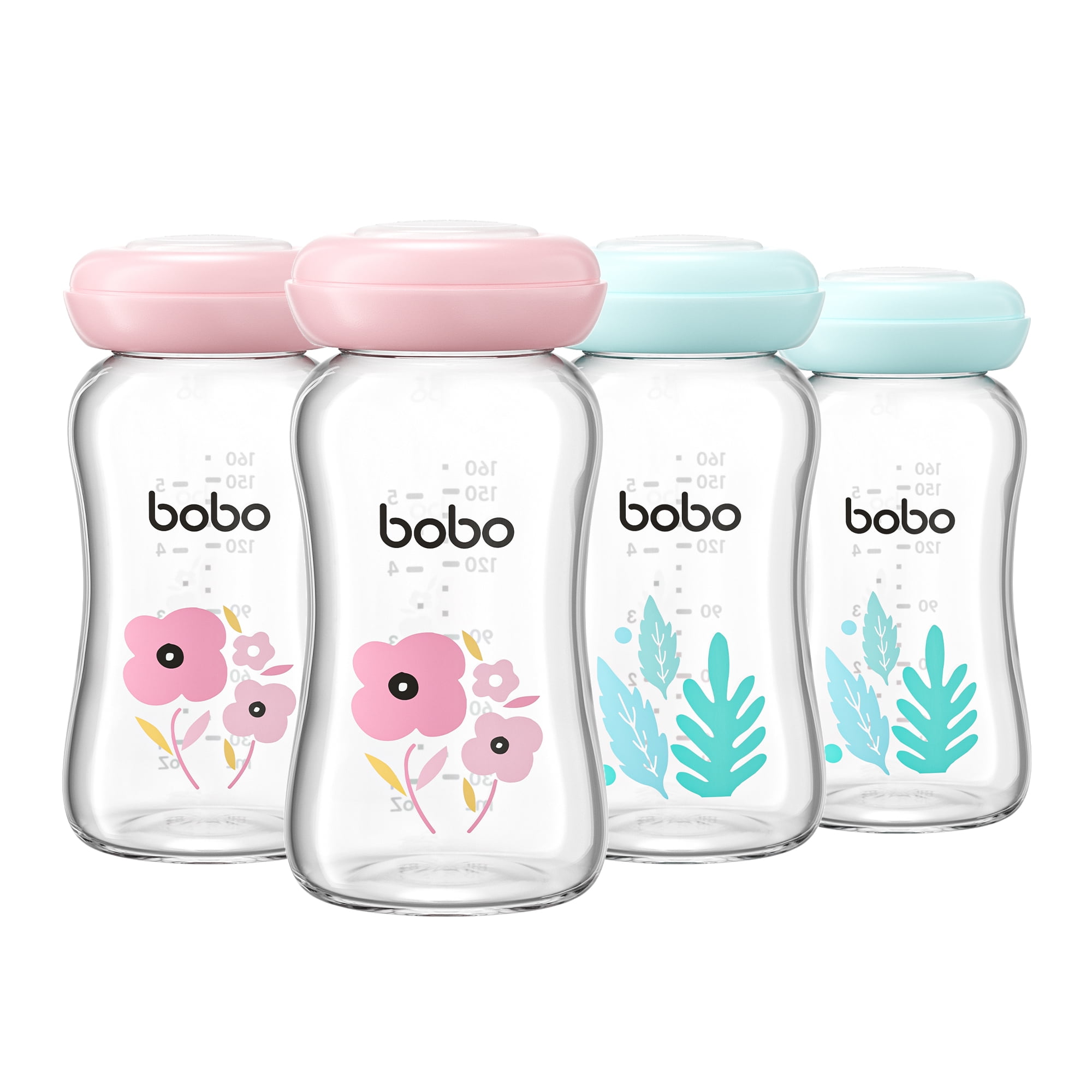 YOHKOH Glass Breastmilk Storage Containers,Wide Mouth,Reusable Milk Storage,5.4oz,4Pk,Red