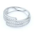 thumbnail image 3 of 7.5mm Wide Sterling Silver Triplex Row Simulated Round Brilliant Cut Diamonds Unisex Wedding Ring (5.5), 3 of 6