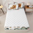 thumbnail image 4 of Erosebridal Watercolor Highland Cow Pattern Zipper Twin Comforter Sets with Fitted Sheet and 2 Pillowcases,Floral Wreath Print Zipper Bedding Set,Brown Pink Sage Green,Reversible, 4 of 6