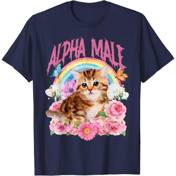 Alpha Male Cat Kitten Rainbow Floral Sarcastic T-shirt