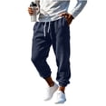 thumbnail image 3 of Sweatpants Pants for Men Sports Leisure Solid Color Elastic Waist Drawstring Straight Long Pants with Pocket, 3 of 8