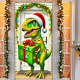 thumbnail image 4 of ToyKingdee Christmas Dinosaur Door Cover Large Dinosaur Door Banner Decorations T-Rex Delivering Gifts Door Backdrop Photography Background for Xmas Holiday Party Supplies, 4 of 6