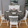 thumbnail image 2 of Dark Christmas Golden Reindeer Pattern Round Tablecloth 60"x60",Wrinkle Wipeable Table Cloth for Kitchen Dining Room Picnic Patio Party, 2 of 6