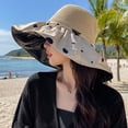 thumbnail image 2 of LinYooLi Dot Shading Hat Summer Female Vinyl Bow, Large Eaves Sunscreen Hats, 2 of 6