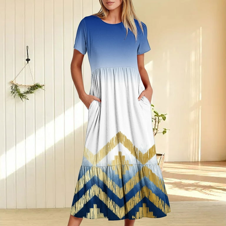 Dresses for Women Maxi Sundresses for Women 2024 Jersey Knit Dress Summer Dresses for Older Women