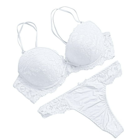 Odeerbi Women s Lingerie Set Valentine s Day 2025 Fashion Sexy Lace Underwear Pajamas Embroidered Ladies Steel Rings Intimates Set White