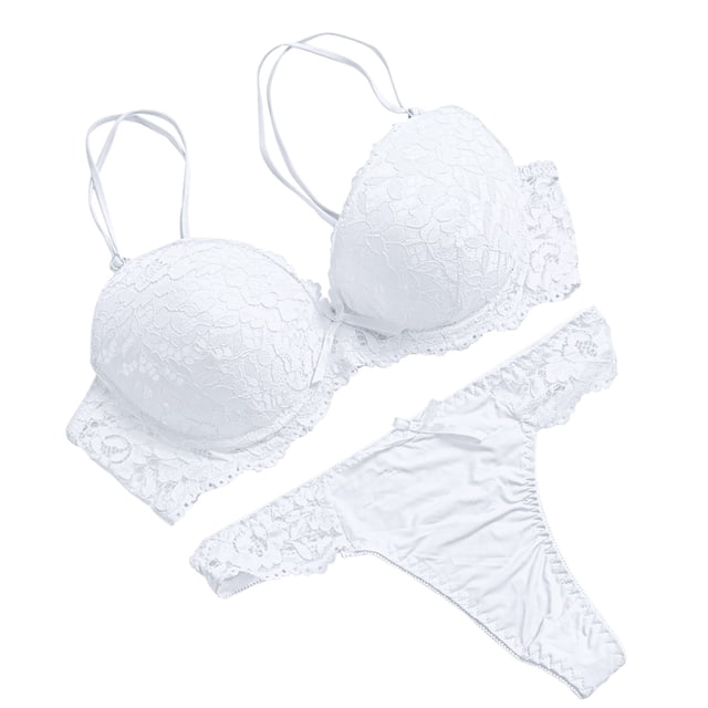 DPTALR Women Sexy Lace Underwear Embroidered Pajamas Steel Rings Intimates Set