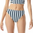 thumbnail image 4 of Michael Kors BLUE MULTI Striped High-Waist Swim Bottom, US Small, 4 of 7