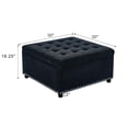 thumbnail image 5 of S-HOME Classic Tufted Design Storage Ottoman With Nailhead Trim 30 Inch Square Upholstered Footstool For Living Room Or Bedroom Decor, Black, 5 of 10