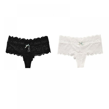 

Ladie s Invisible Mesh Transparent Hollow Out T-back Charming Soft G-string Women s Low-rise Full Lace Panties(2-Packs)