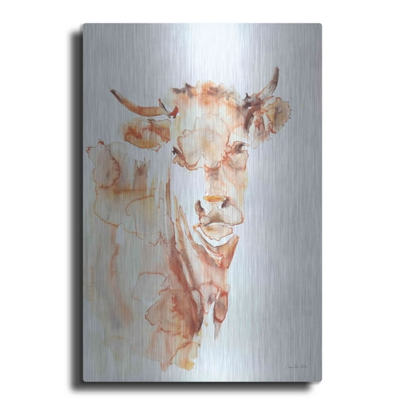 Luxe Metal Art 'Village Cow' by Alan Majchrowicz, Metal Wall Art, 24"x36"