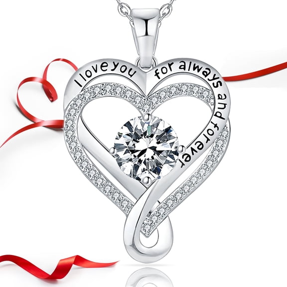 Inadays Necklaces for Women Jewelry for Women Gifts for Her Infinity Heart I Love You Necklace S925 Sterling Silver Anniversary Birthday Gifts for Mom Wife Girlfriend Valentine's Day Gift