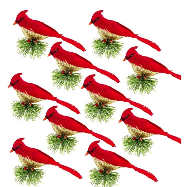 Mersariphy Artificial Feathered Birds Small Red Robin Bird Figurine With Clip Christmas Tree Ornament For Home Walmart Com Walmart Com