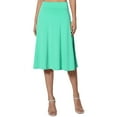 thumbnail image 1 of Prolriy Jupes pour Femmes, Jupe Évasée Basique Extensible Simple et Confortable, Longueur Genou, Vert Menthe P, 1 of 8