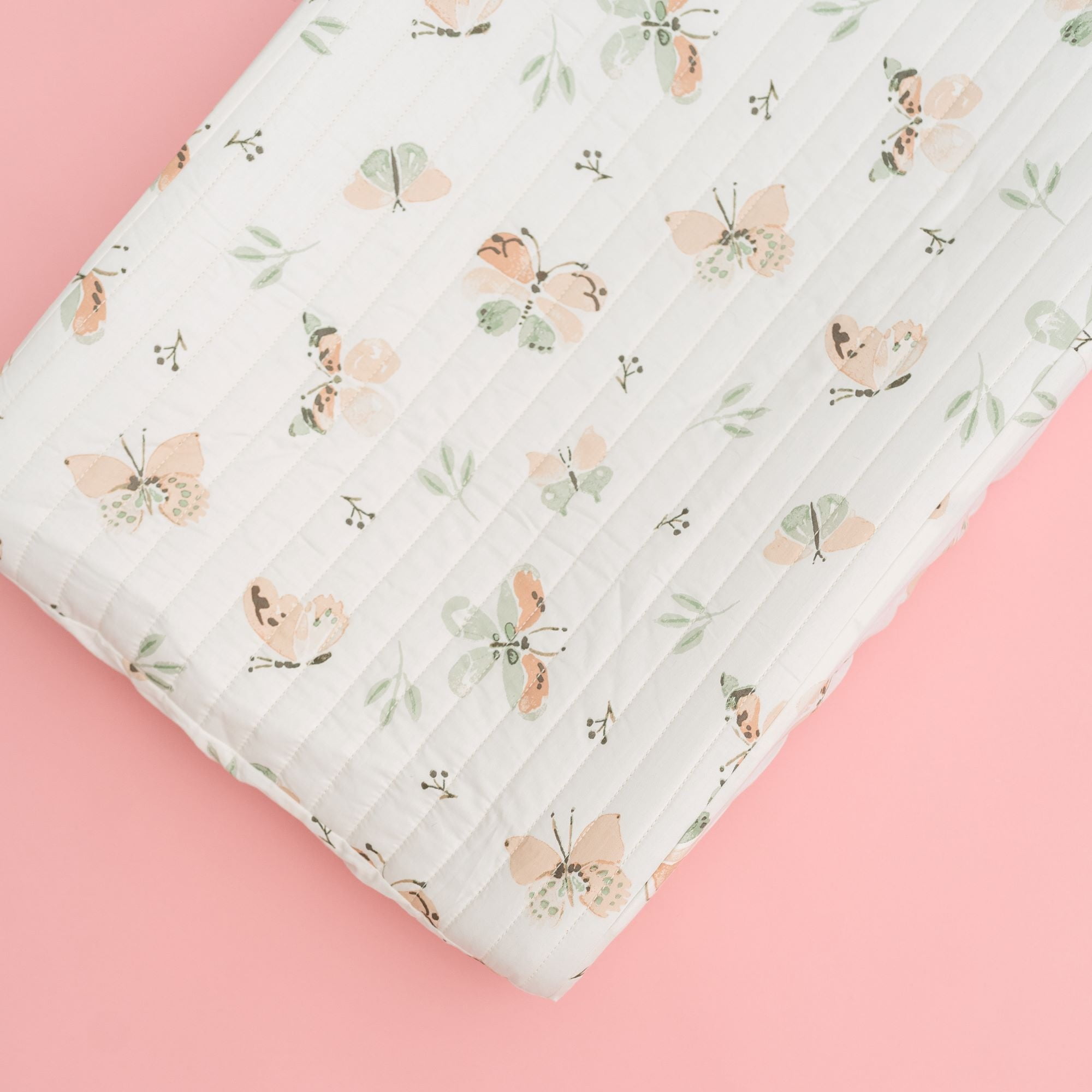 Crane Baby Changing Pad Cover, 100% Cotton Sateen Exterior Change Pad Cover, Butterfly, 16" x 32", Fitted Changing Pad Covers, Changing Table Pad Cover For Nursery, Baby Registry or Shower Gift
