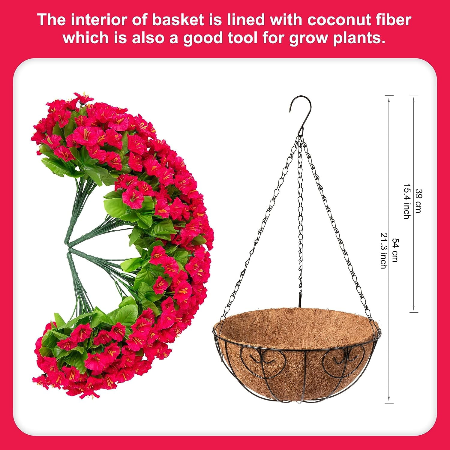 Artificial Hanging Flowers Basket for Faux Plants Outdoor Spring Summer Decoration UV Resistant Fake Flowers for Patio Balcony Farmhouse Decor