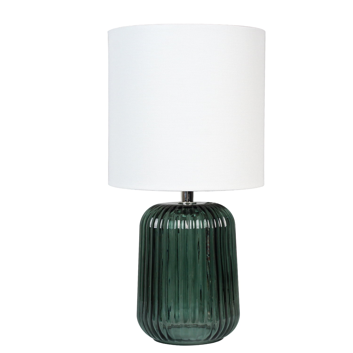 (4 pack) Mainstays 12.75"H Mini Green Glass Stripe Table Lamp with White Lamp Shade
