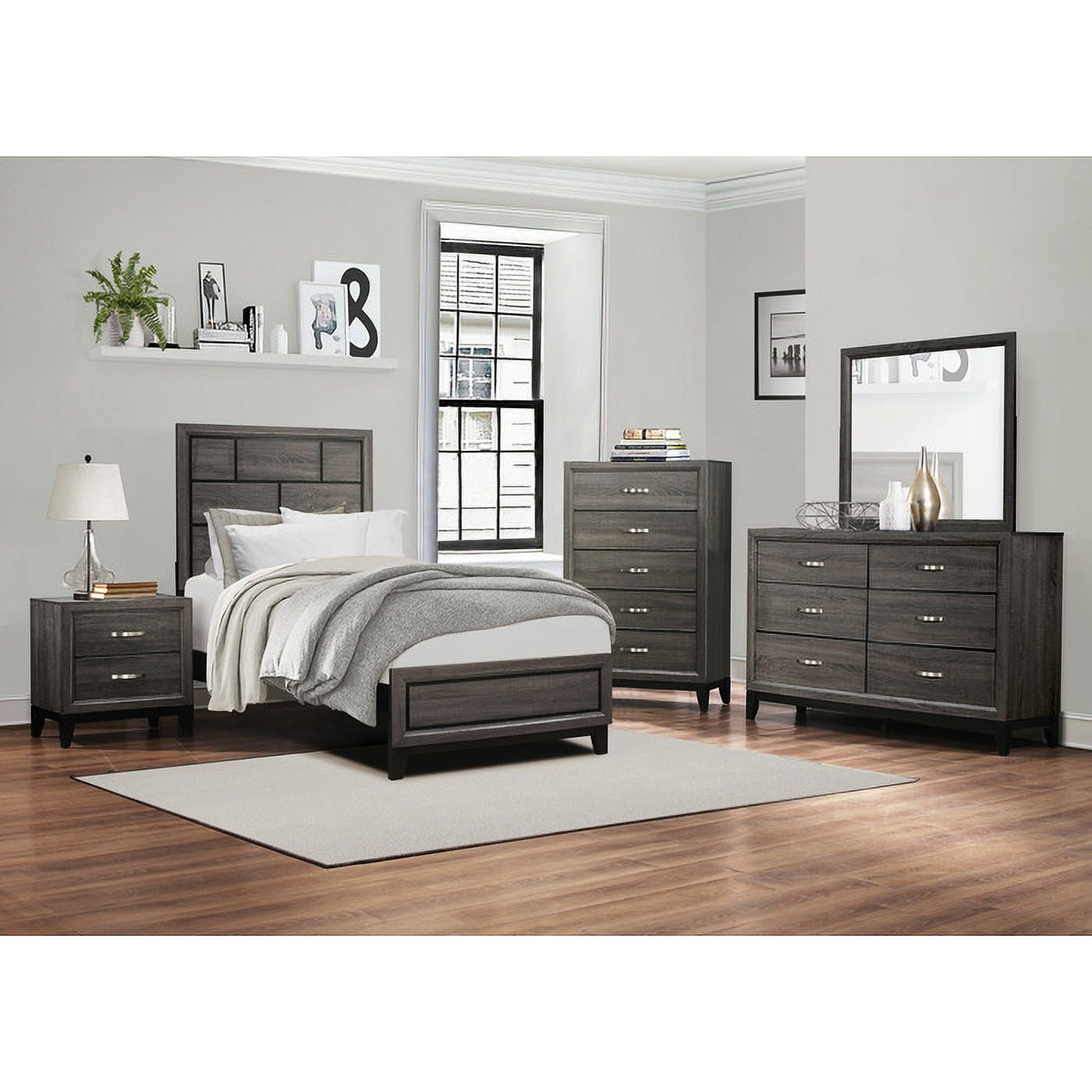 Lexicon Davi 58-inch 6 Fixed Drawers Modern Wood Dresser in Gray