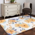 thumbnail image 3 of Area Rug for Living Room, Orange Watercolor Floral Non-Slip Indoor Large Carpet for Bedroom/Dining Room, Spring Flower Abstract Art Washable Low-Profile Rectangle Floor Mat Runner Rugs - 2.7 x 5 Ft, 3 of 8