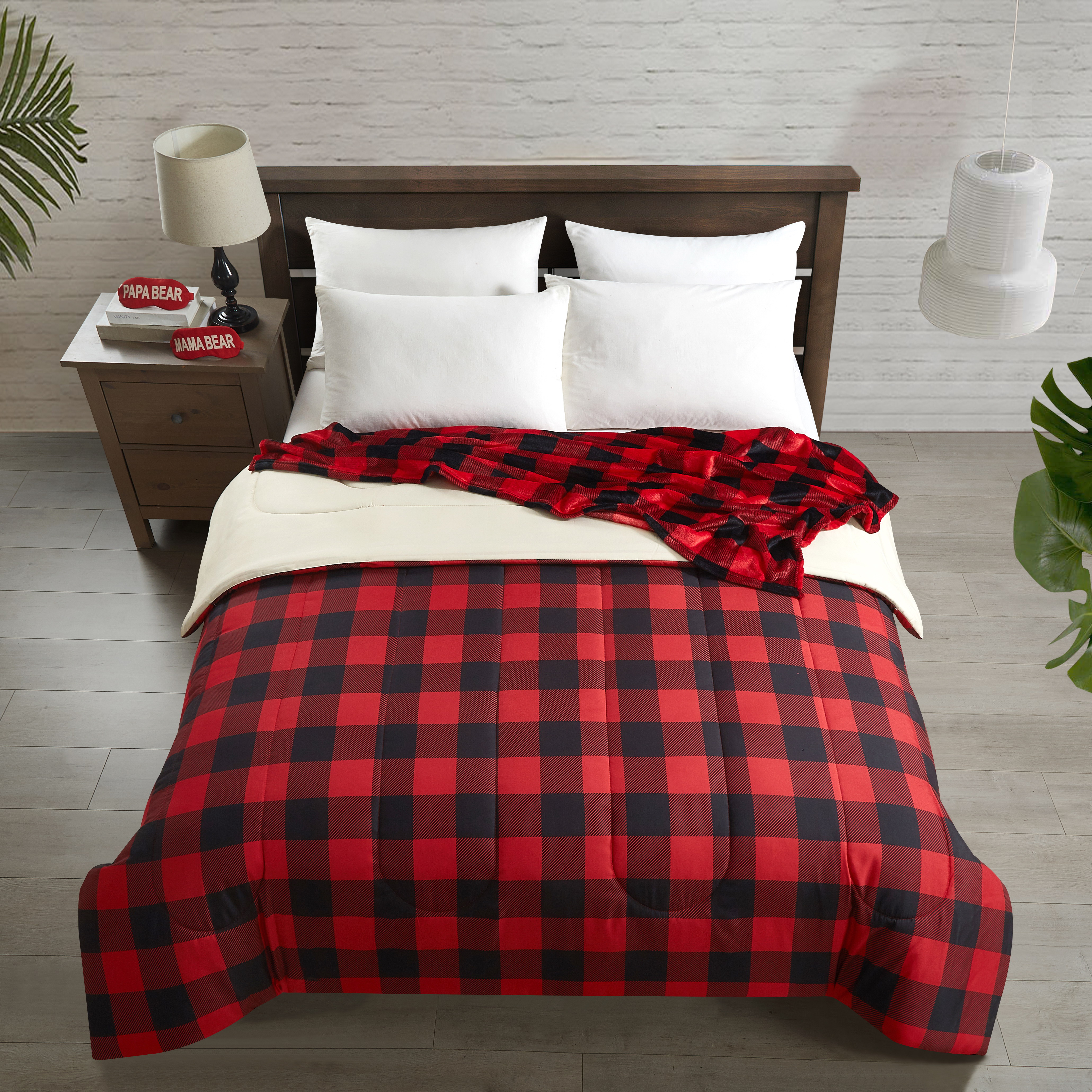Dearfoams Plush 4 Piece Comforter Sets, Full with Plush Throw