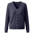 thumbnail image 5 of Women's Sweaters Women's Long Sleeve Cardigan Sweaters Button Up V Neck Knit Tops Fall Fashion Travel Clothes Church Outfits Cozy SweatersEarly Fall Fashion Must Haves navy blue L, 5 of 5