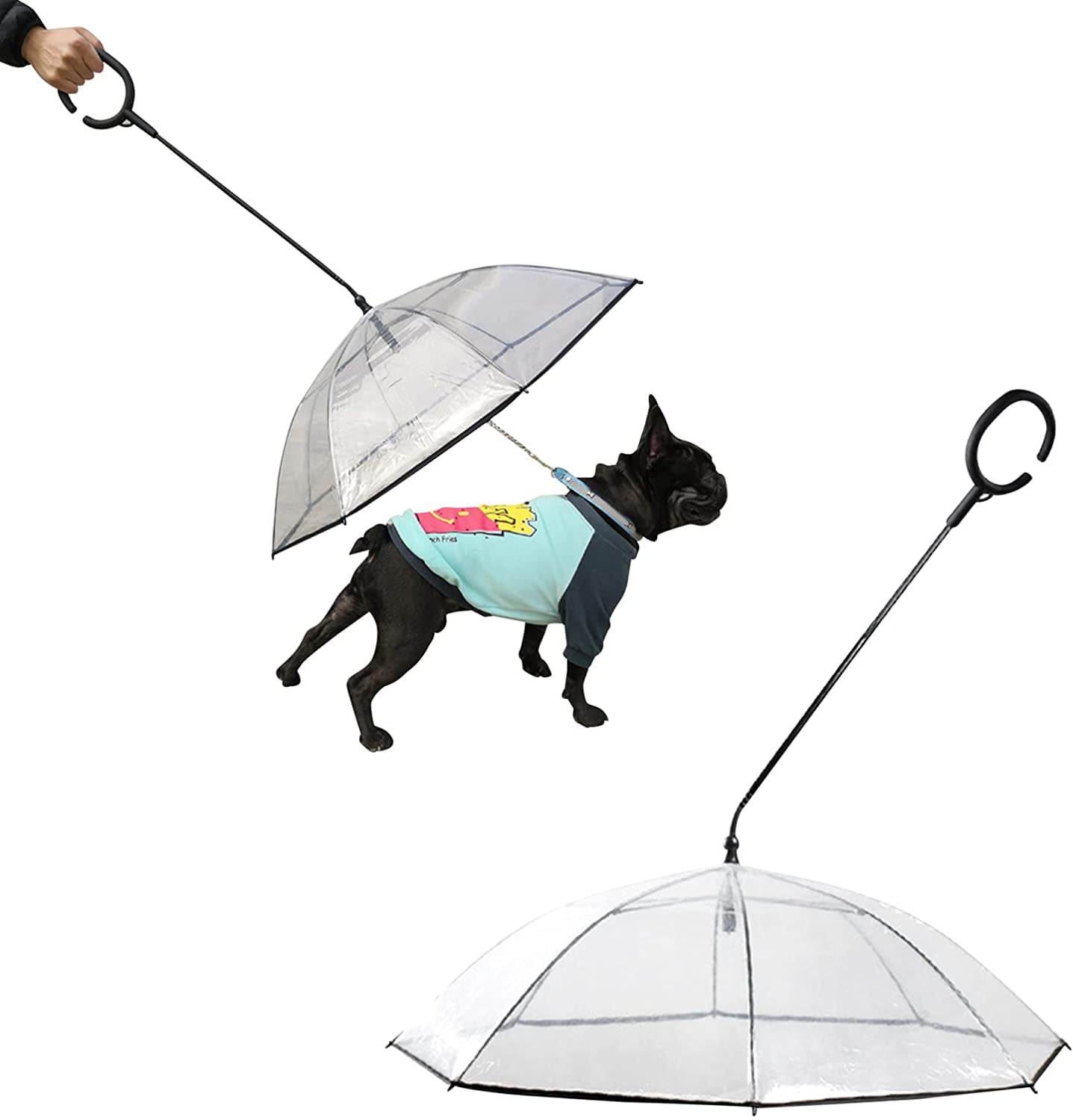 C Shaped Umbrella for Dogs with Leash Pet Dog Umbrella Transparent Rain Cover and Snow Protection 
