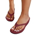 thumbnail image 1 of Sandales de Plage Compensées en Similicuir pour Femmes avec Soutien de Voûte Plantaire, Confortables, à Bout Ouvert, à Enfiler, Sandales à Enfiler d'Été, Rouges, Taille 7, 1 of 6