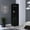 Black, variant on Black corner bar cabinet with two - door design easy access middle area for liquor display 8 bottle spaces 2 shelves and wine glass rack for home party area