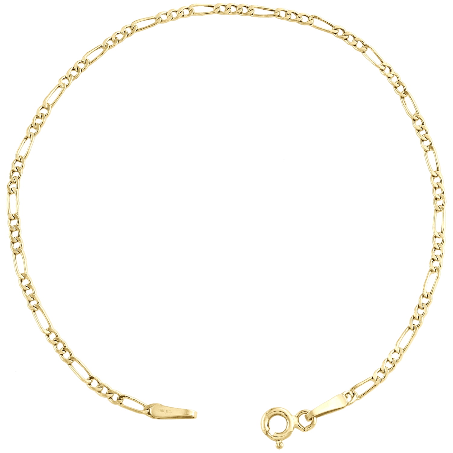 Real 10K Yellow Gold 2mm Hollow Plain Fiagro Link Bracelet / Anklet 10 Inches