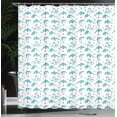 thumbnail image 3 of Ambesonne Dolphin Shower Curtain, Sea Animals Starfishes Art, 69"Wx70"L, Cadet Blue Dark Salmon, 3 of 4