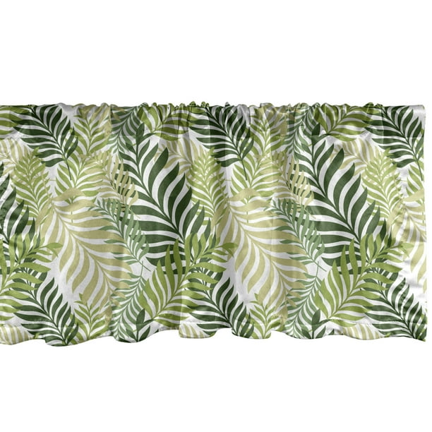 Ambesonne Leaf Window Valance, Tropic Exotic Palm Tree Leaves Natural
