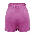 thumbnail image 5 of Lroveb Linen Shorts for Women, Elastic Waist Athletic Workout Shorts, Womens Fashion Casual High Pants Straight Leg Sports Loose Shorts Hot Pink, 5 of 7