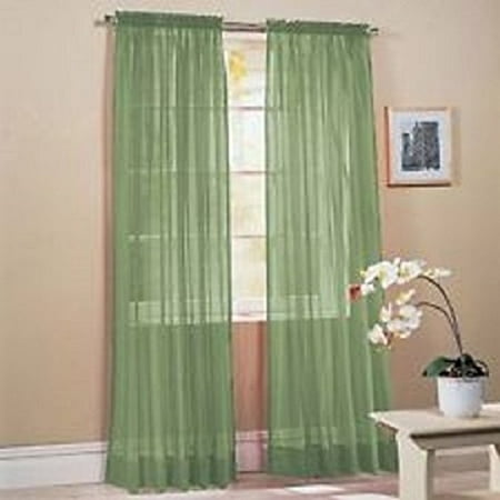 Gorgeous Home 2pc Sage Green Solid Soft Voile Sheer Window Curtain Gorgeous Home 2pc Sage Green Solid Soft Voile Sheer Window Curtain Panels D 54 Wide