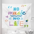 thumbnail image 1 of Saying Tapestry, No Music, No Life Fun Cheering Saying Musical Key Doodles Style Art Print, Fabric Wall Hanging Decor for Bedroom Living Room Dorm, 5 Sizes, Multicolor, by Ambesonne, 1 of 1