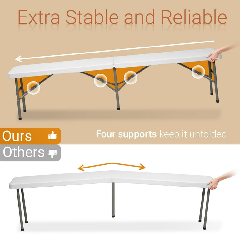 VINGLI 6 feet Plastic Folding Bench Portable in Outdoor Picnic
