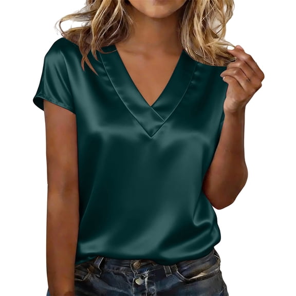 LIZUOJUNF Womens Dressy Casual Shirts V Neck Collared Button Down Shirt Tops Work Business Vacation Clothes 2026, S