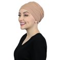 thumbnail image 3 of Bamboo 3 Seam Turban Cancer Headwear For Women Chemo Hats Sleep Cap Beanie Head Coverings (BEIGE), 3 of 3