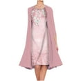 thumbnail image 3 of JURANMO 2 Pieces Mother of The Bride Dresses with Jackets Plus Size Outfits Tea Length Mother of The Groom Dress Laces Appliques Evening Dresses Pink XXXXXL Sales for Today on Walmart, 3 of 7