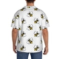 thumbnail image 3 of Uemuo Bee Pattern Cotton Linen Short Sleeve Shirts,Casual Lightweight Button Down Shirts,Vacation Beach Summer Tops-, 3 of 7