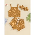 thumbnail image 2 of Biezeib Baby Girls 3 Piece Outfits Floral Print Sleeveless Camisole Tops and Elastic Ruffled Shorts Headband Set Summer Clothes, 2 of 9