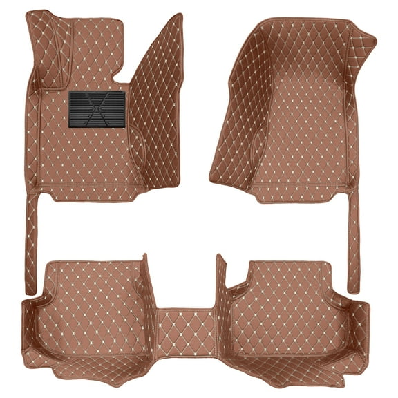 Tuqiang Car Floor Mats for Genesis G70 2017-Present Floor Liner Carpet Waterproof Anti-Skid PU Leather Full Coverage Liner Front ＆ Rear Mat Brown