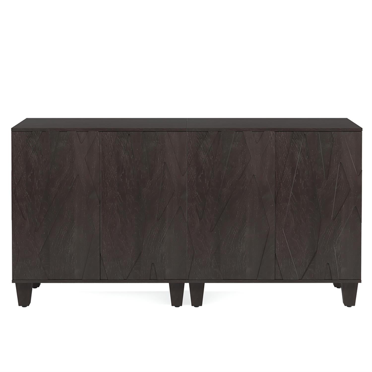 Demi Bonn 55" Sideboard Buffet Storage Cabinet with Solid Wood Legs, Credenza Accent Cabinet for Kitchen Entryway Living Dining Room, Black