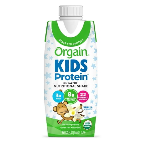 Orgain Kids Organic Grass Fed Protein Nutritional Shake, Vanilla- 8g Protein, 8.25oz