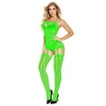 thumbnail image 2 of LowProfile Underwear Bodysuit for Women Halter Fishnet Bodystocking Babydoll Mesh Chemise Nightwear Lace Overalls Green, 2 of 6